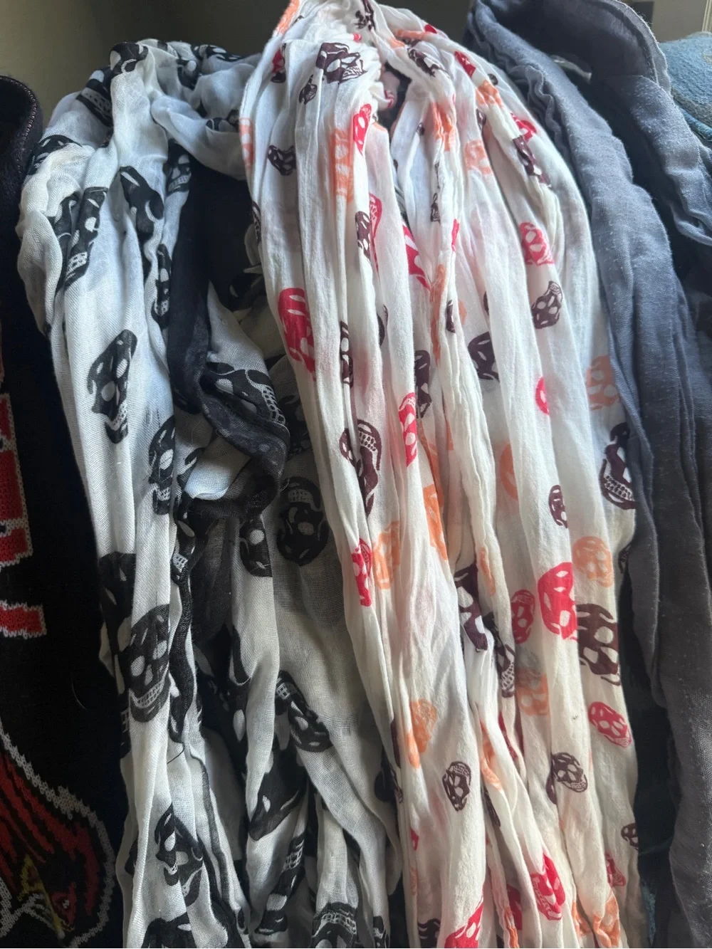 Mixed Scarf Bundle – Black, White, Red & Gray